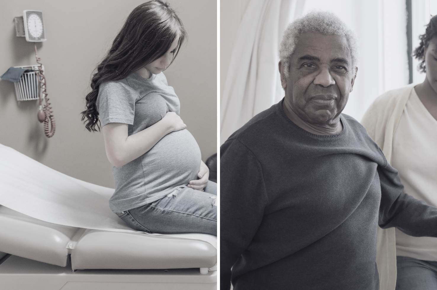 Pregnant Woman and African American Older Man