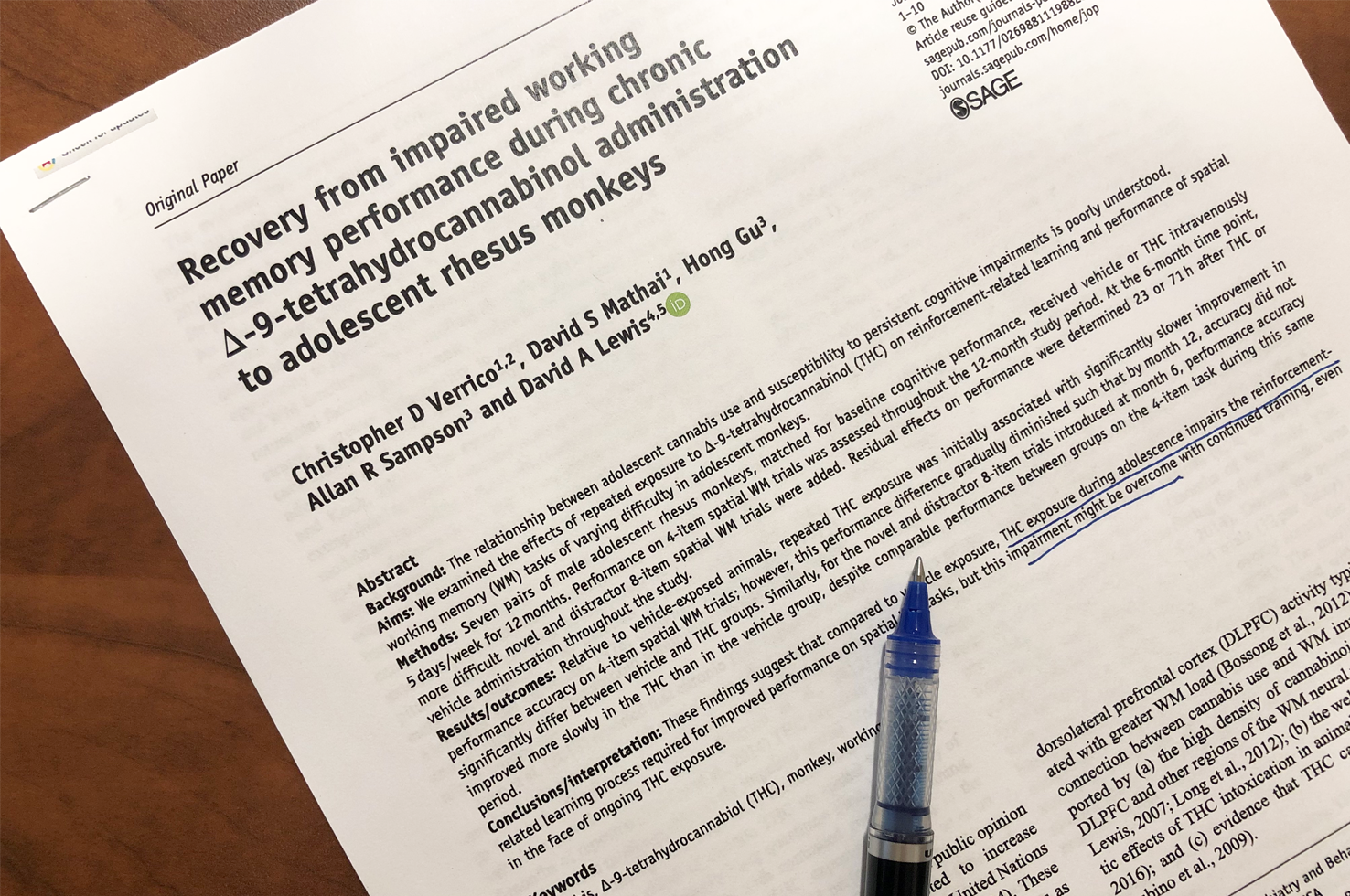 Lewis and Colleagues J Psychopharmacology 2019