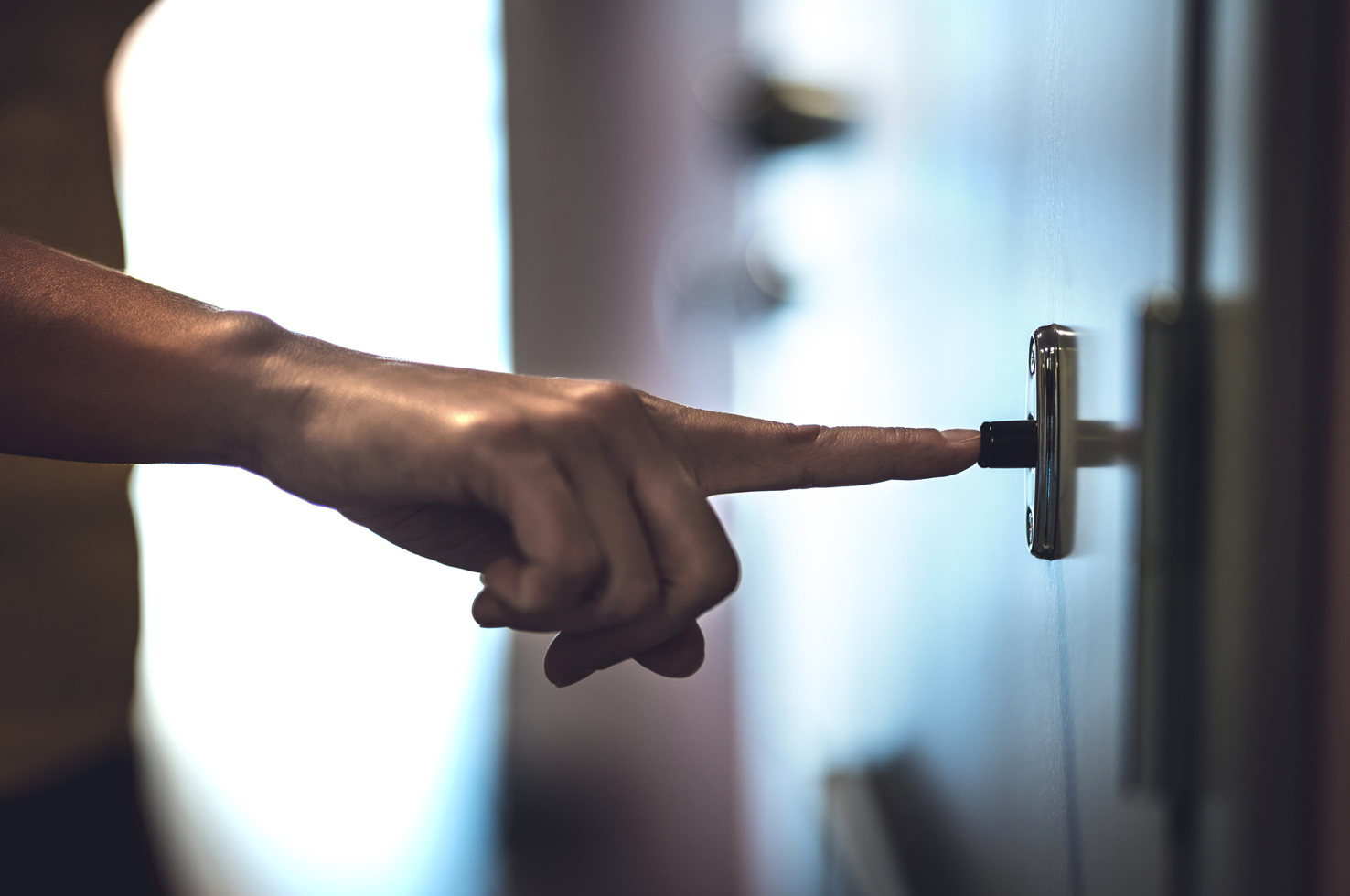 Man Pressing Doorbell Man Pressing Doorbell