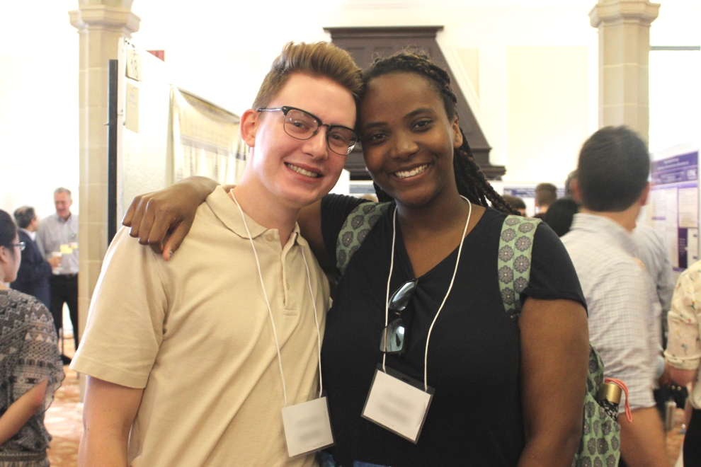 Two undergraduate student researchers at Research Day