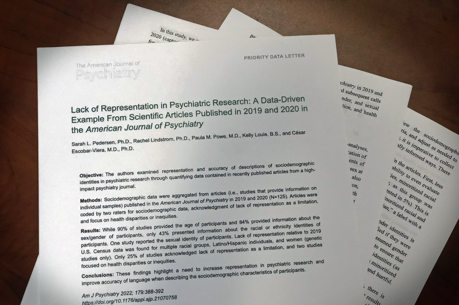 American Journal of Psychiatry: Evidence of Lack of Representation in Psychiatric Research