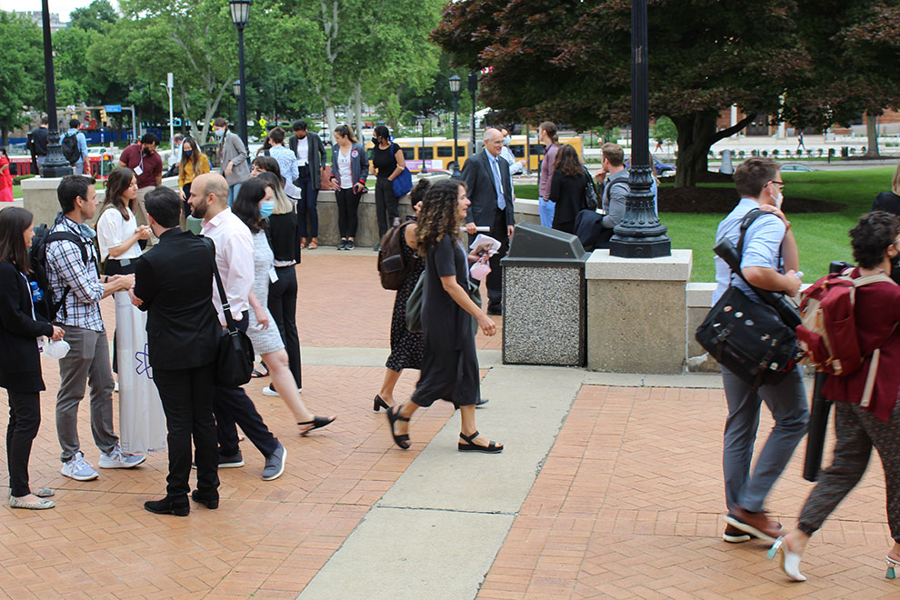People gather at Research Day