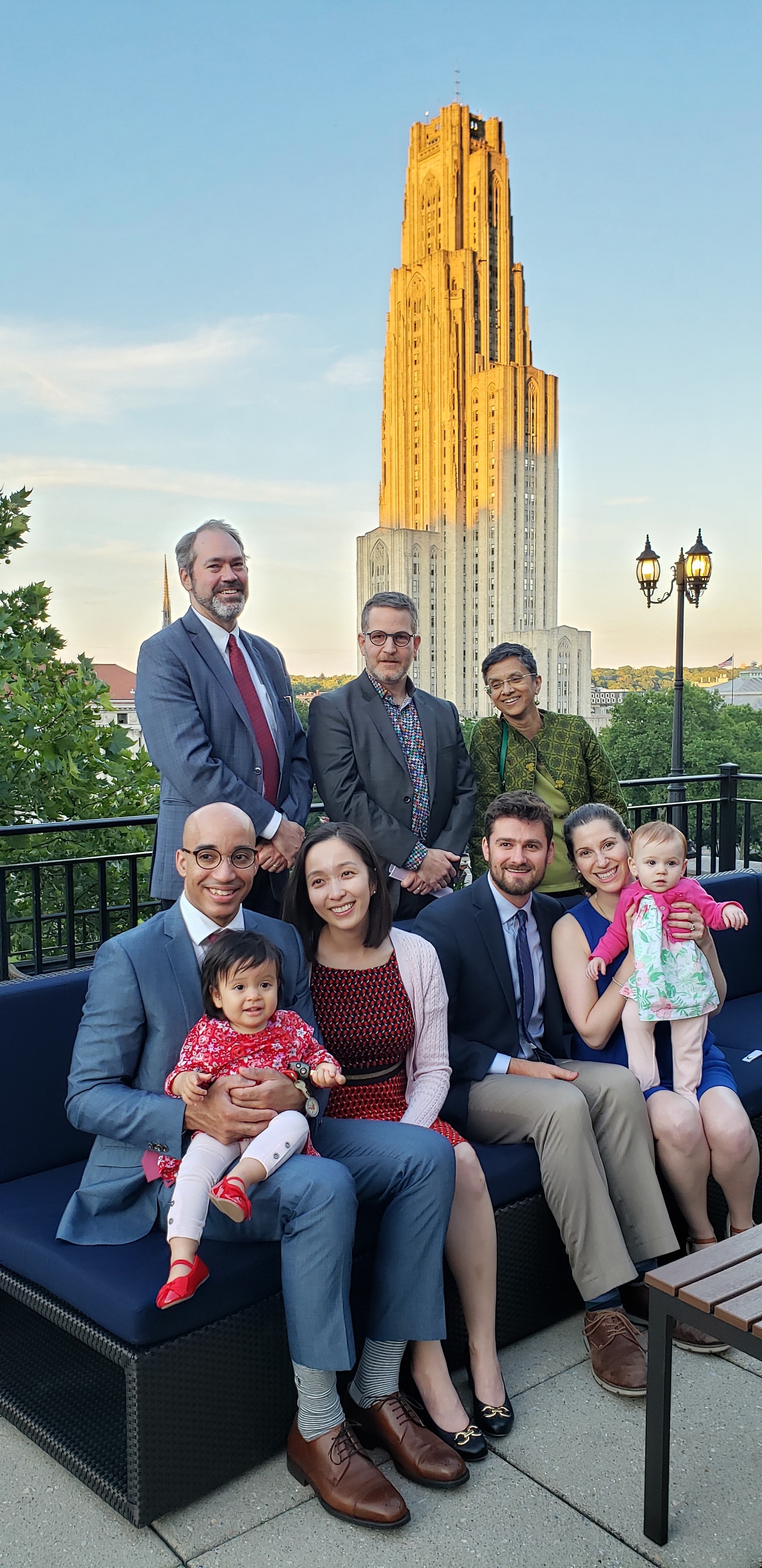 WPH Geriatric Fellows with Family and Drs. James Tew, Jr., Jordan Karp, and Mary Ganguli