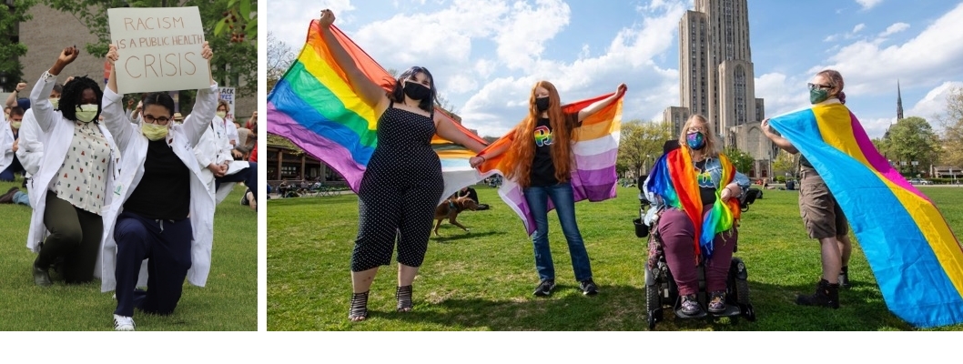 White Coats for Black Lives Kneel and Pitt Students Celebrate Pride Month