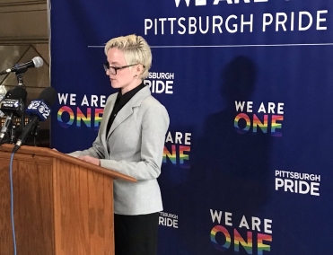 Faculty Member, Kristen Eckstrand, MD, PhD, Talking at Pittsburgh Pride