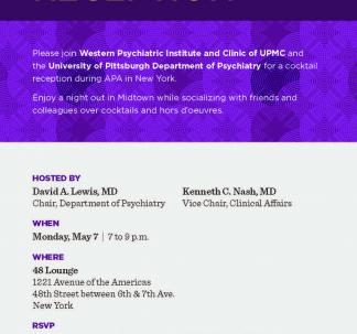 WPIC Psychiatry APA Cocktail Reception Invitation